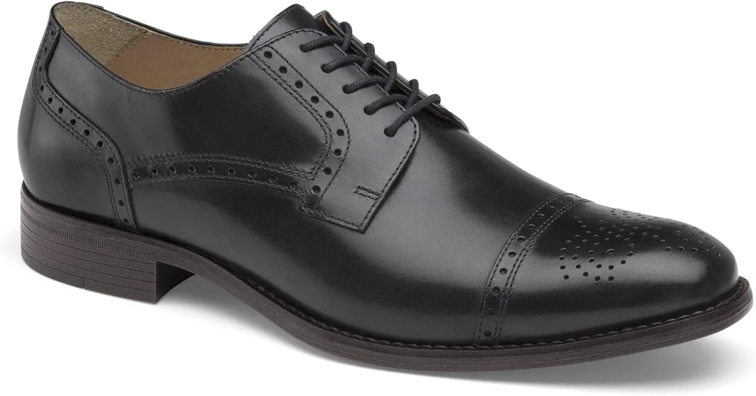 Johnston & Murphy Men's Lewis Cap Toe Dress Casual Shoe, Black FG Leather, 8.5