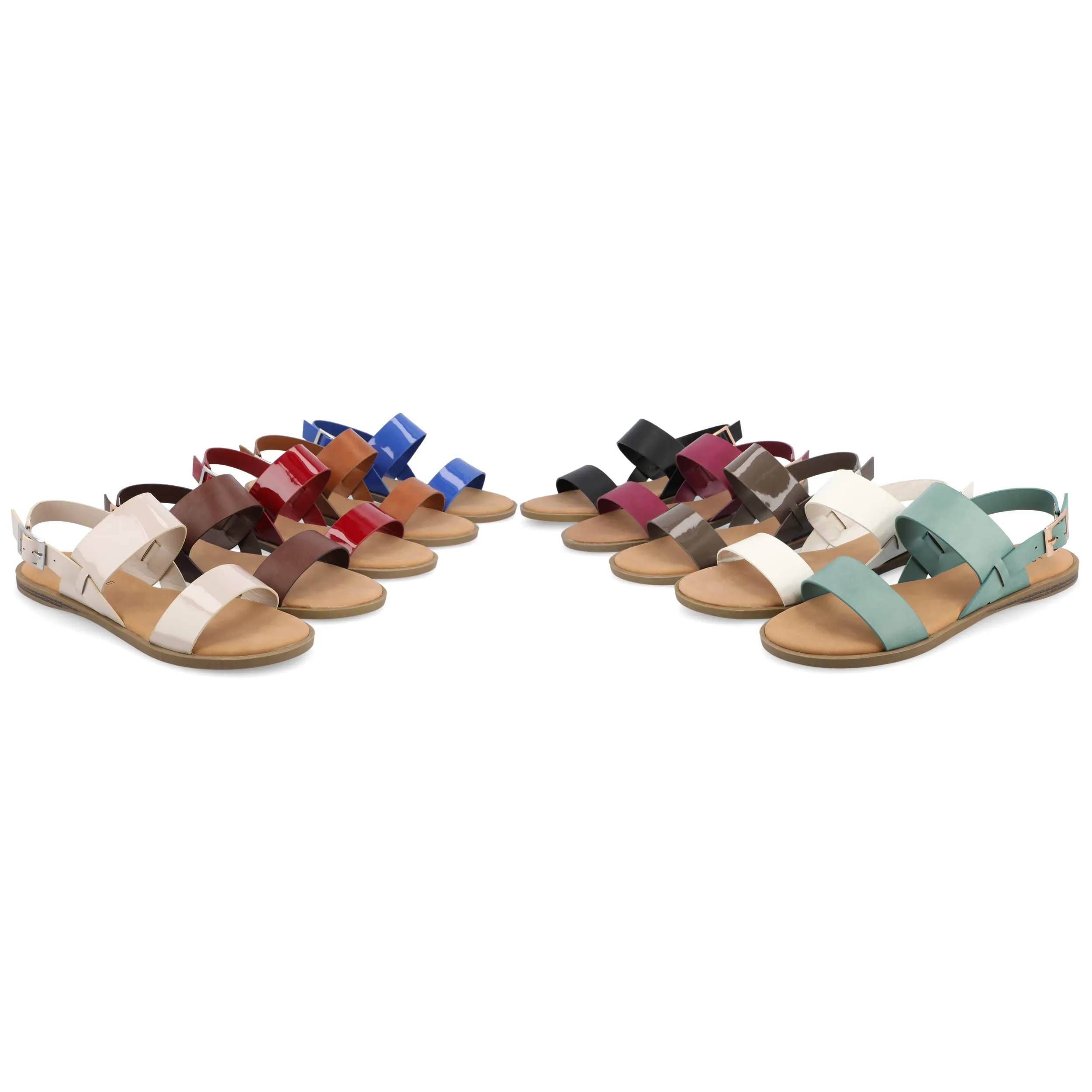 Journee Collection Womens Wide Width LaVine Multi Strap Flat Sandals Black 9.5 Wide Womens US