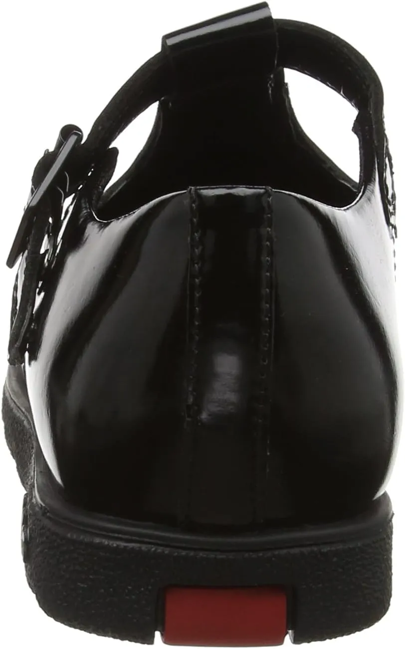 Kickers Girl's Tovni T-bar Black Patent Leather School Shoes