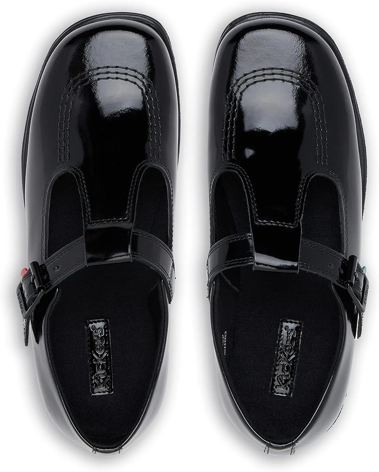 Kickers Girl's Tovni T-bar Black Patent Leather School Shoes