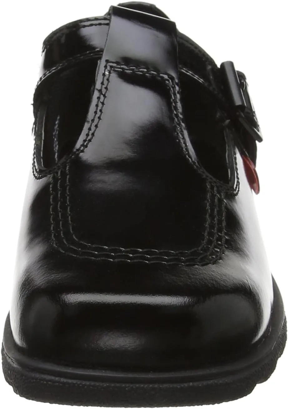 Kickers Girl's Tovni T-bar Black Patent Leather School Shoes