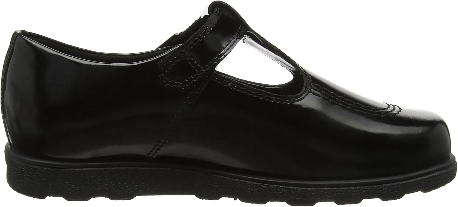Kickers Girl's Tovni T-bar Black Patent Leather School Shoes