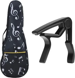 KingPoint Ukulele Bag 21 Inch Ukulele Bag Waterproof Oxford Musical Note Case Single Shoulder Backpack Adjustable Straps with Ukulele Capo
