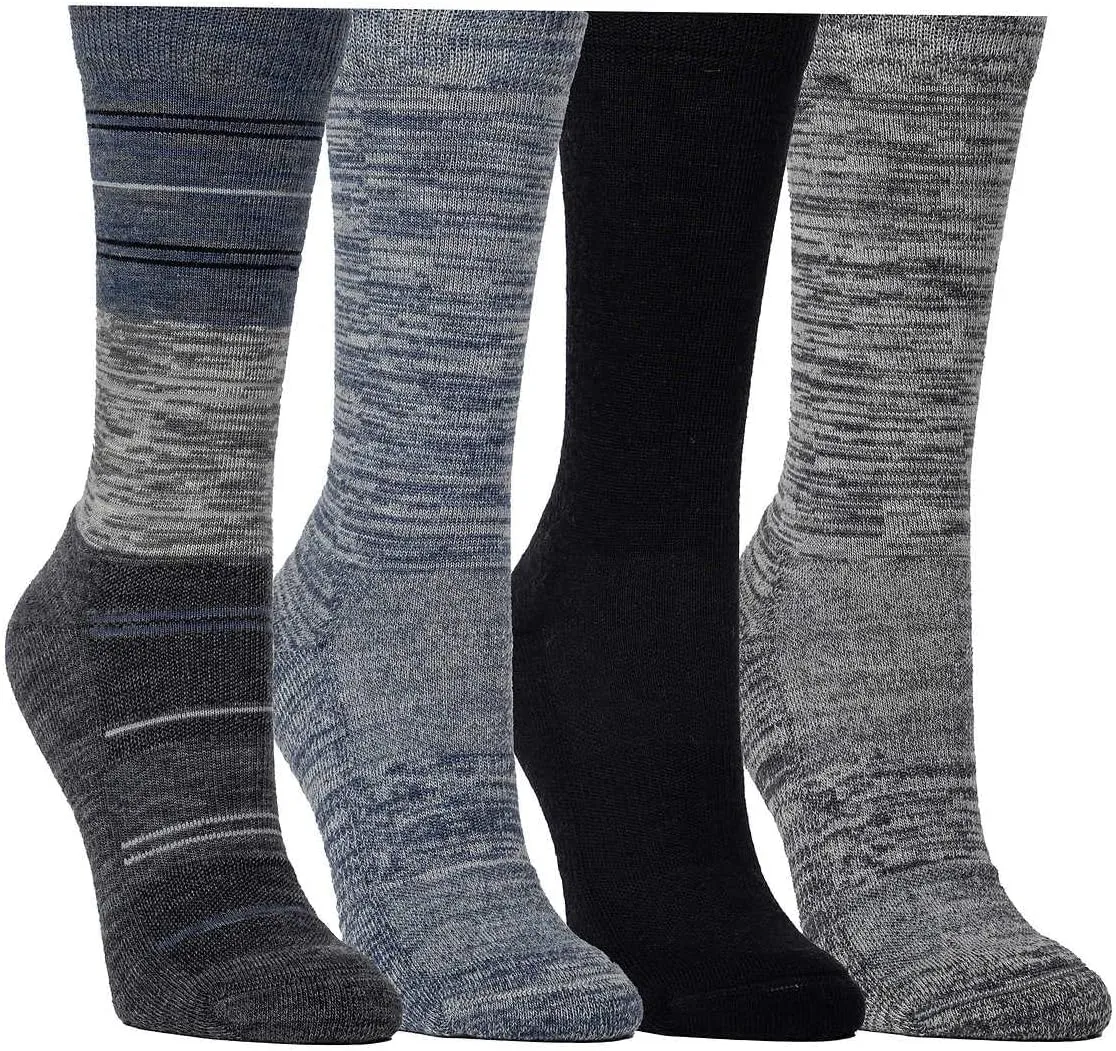 Kirkland Signature Ladies' Crew Socks Extra-Fine Merino Wool, Blue, 4 Pairs