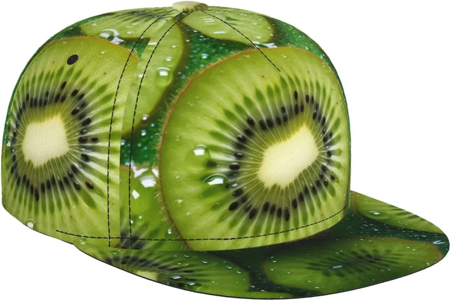 Kiwi Fruit Outdoor Sports Baseball Cap, Daily Sports Adjustable Fashionable Flat Brim hat, Unisex Four-Season Outdoor Sports Cap, Black