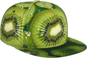 Kiwi Fruit Outdoor Sports Baseball Cap, Daily Sports Adjustable Fashionable Flat Brim hat, Unisex Four-Season Outdoor Sports Cap, Black