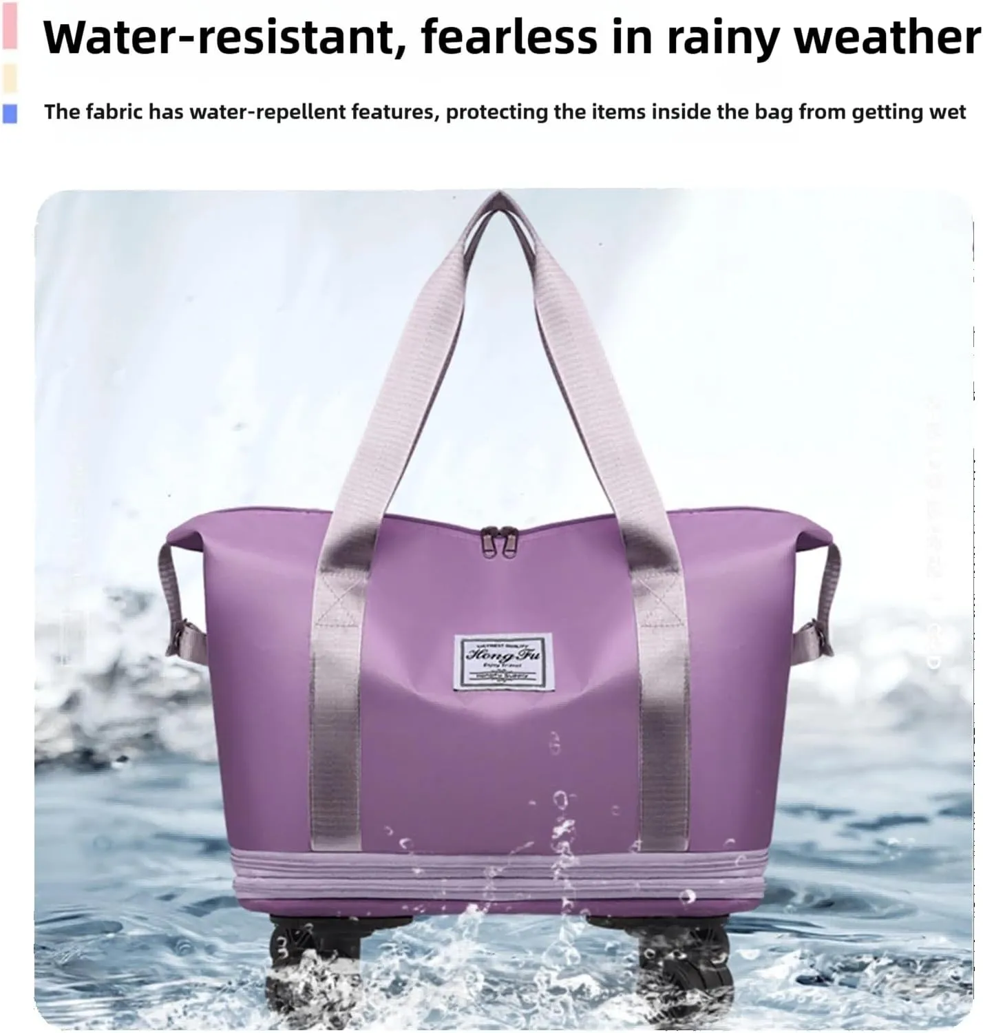 Kulken Travel Bag with Wheels, Large Capacity Foldable Expandable Rolling Duffle Bag, Removable 360 Spinner Wheels Carry On Luggage (Purple)