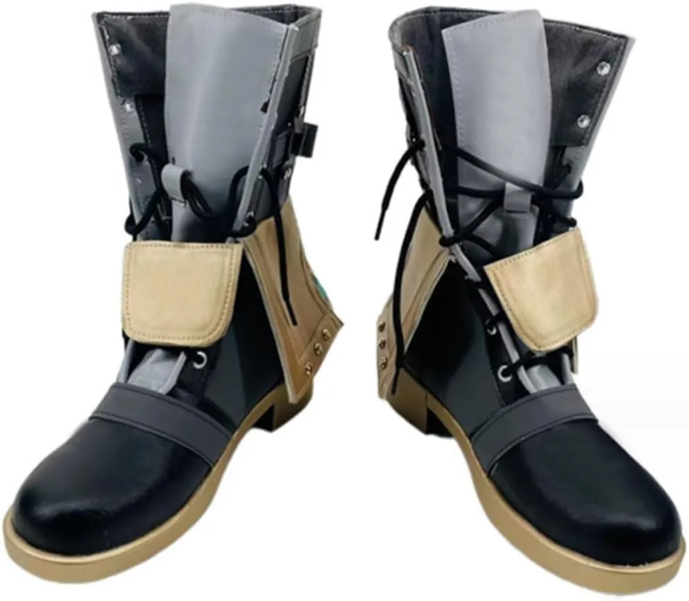 Kvikci Halloween Game GenshinImpact Traveler Lumine Cosplay Boots Anime Character Boot Women's Hightop PU Shoe for Men