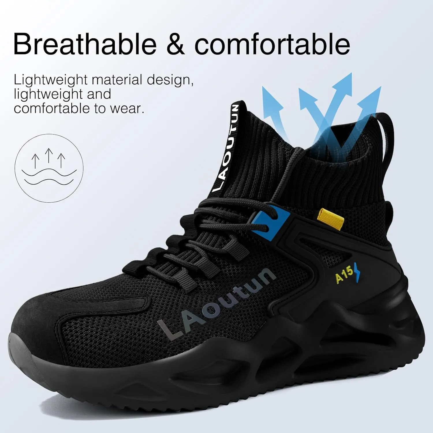 LAoutun Steel Toe Shoes for Men and Women Comfortable Lightweight Work Safety Shoes Puncture Proof Slip Resistant Indestructible Sneakers Construction Work Utility Sneakers