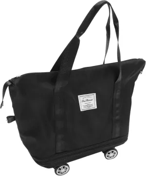 Large Capacity Overnight Bag Collapsible Travel Duffle Bag with Wheels Oxford Cloth for Women