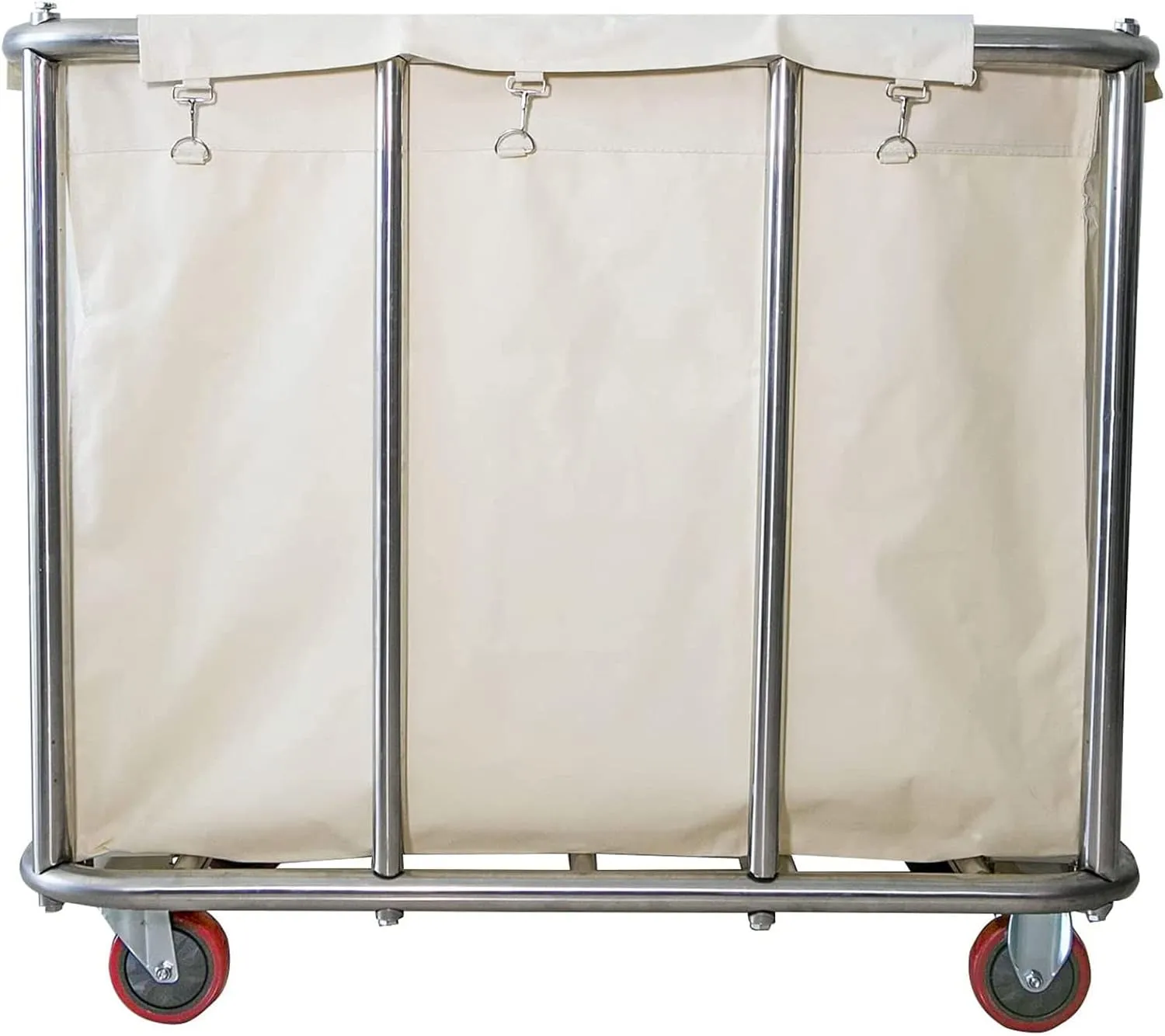 Large Laundry Cart,11.35 Bushel Sturdy Commercial Large Stainless Steel Laundry Basket with Wheels, Heavy Duty Rolling Laundry Hampers for Large Family，260 Lbs Load