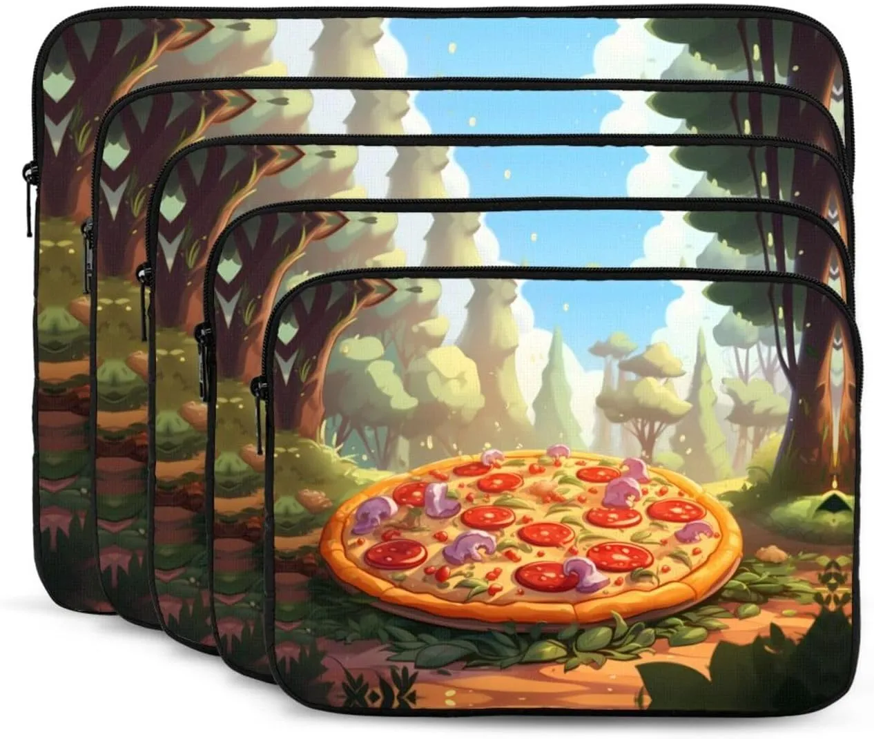 Large Pizza Pattern Shockproof Portable Laptop 13 inch Sleeve Bag for Men and Women - Ideal for Business Travel, School, and Daily Use