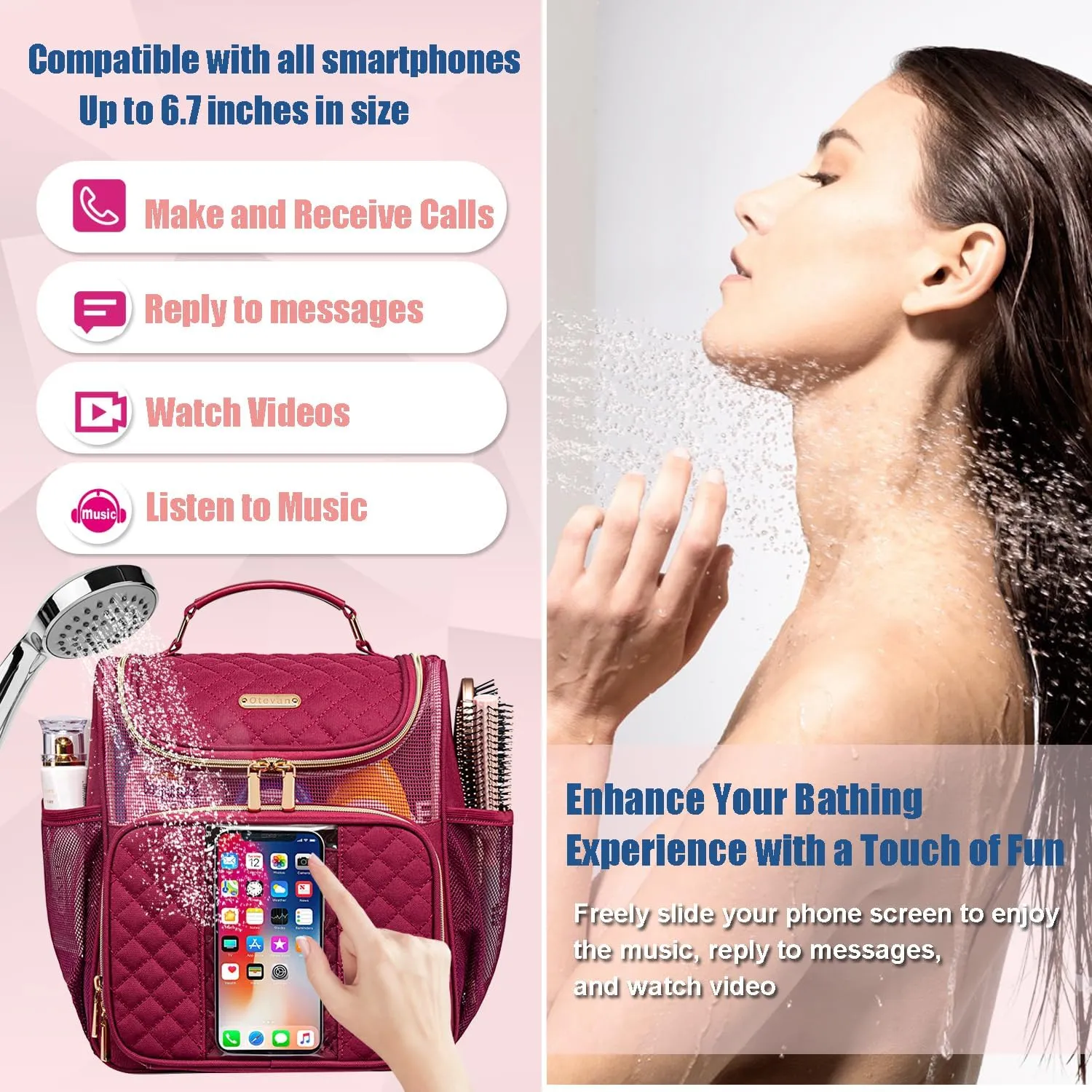 Large Toiletry Bag for Women Men,Portable Shower Caddy For College Dorms,Gym Shower Bag for Women, Quick Dry Hanging Toiletry Bag Bathroom Accessories Bag for Traveling, Camping Essentials