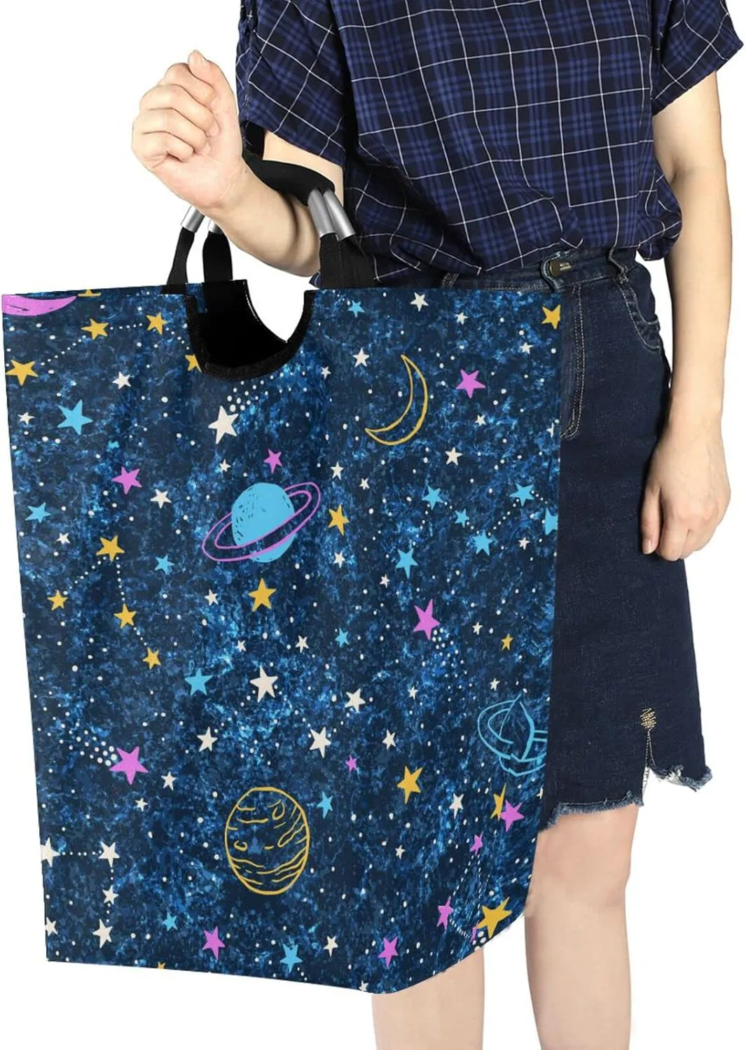 Laundry Basket Laundry Hamper Large Collapsible Bag Waterproof Clothes Basket Laundry with Handle Upright Well Dirty Holder for Clothes Toys in Bedroom Dorm Nursery Star