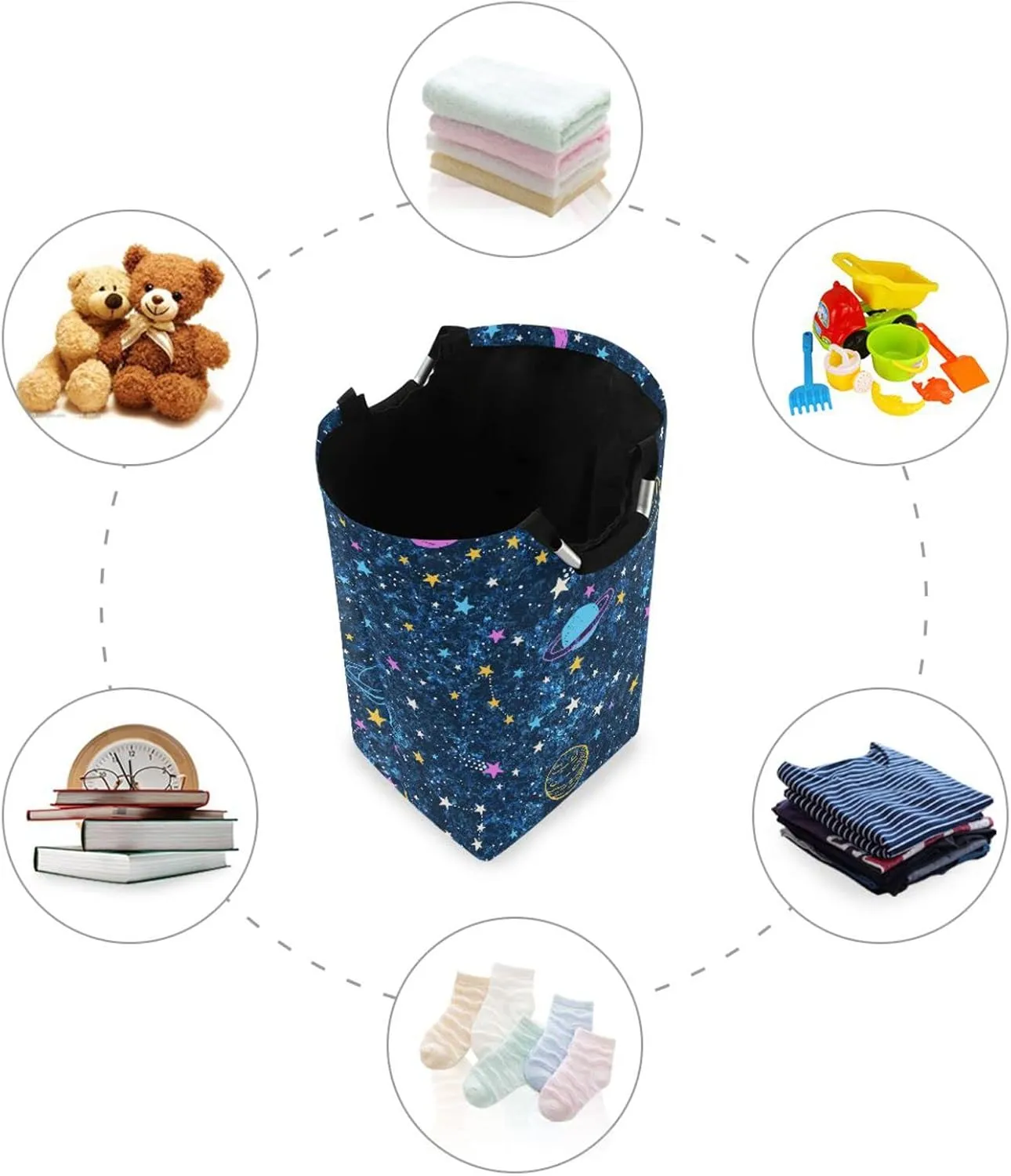 Laundry Basket Laundry Hamper Large Collapsible Bag Waterproof Clothes Basket Laundry with Handle Upright Well Dirty Holder for Clothes Toys in Bedroom Dorm Nursery Star