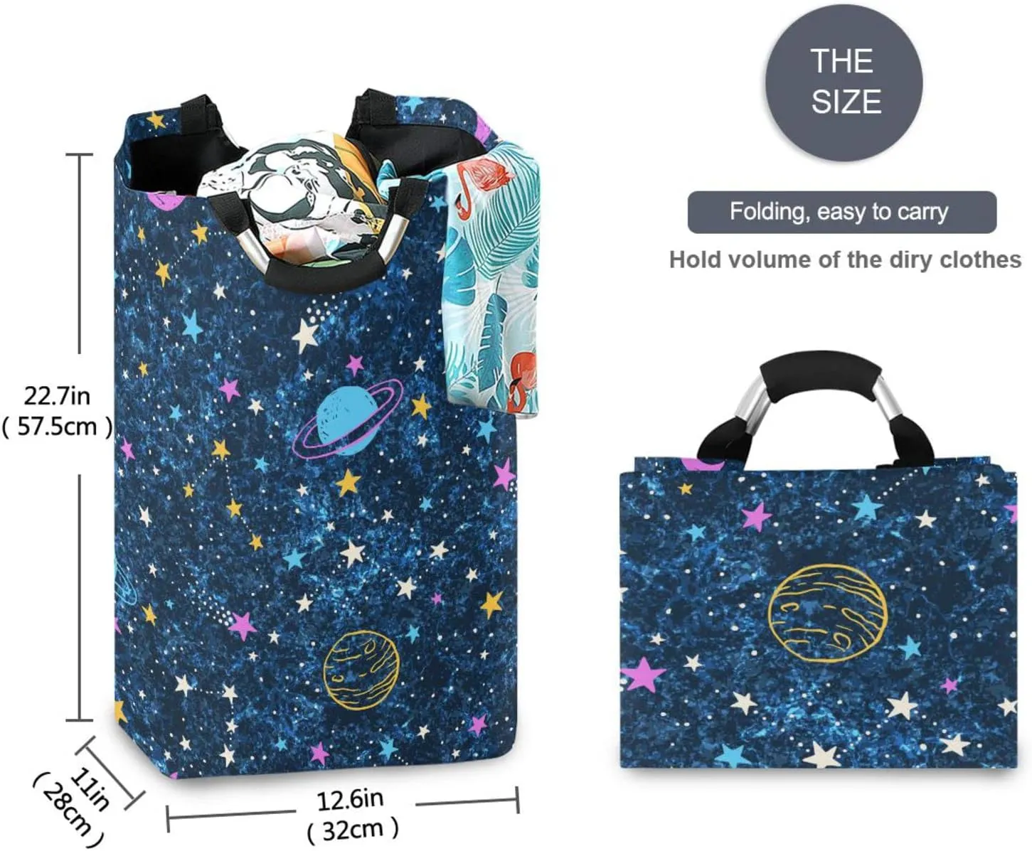 Laundry Basket Laundry Hamper Large Collapsible Bag Waterproof Clothes Basket Laundry with Handle Upright Well Dirty Holder for Clothes Toys in Bedroom Dorm Nursery Star