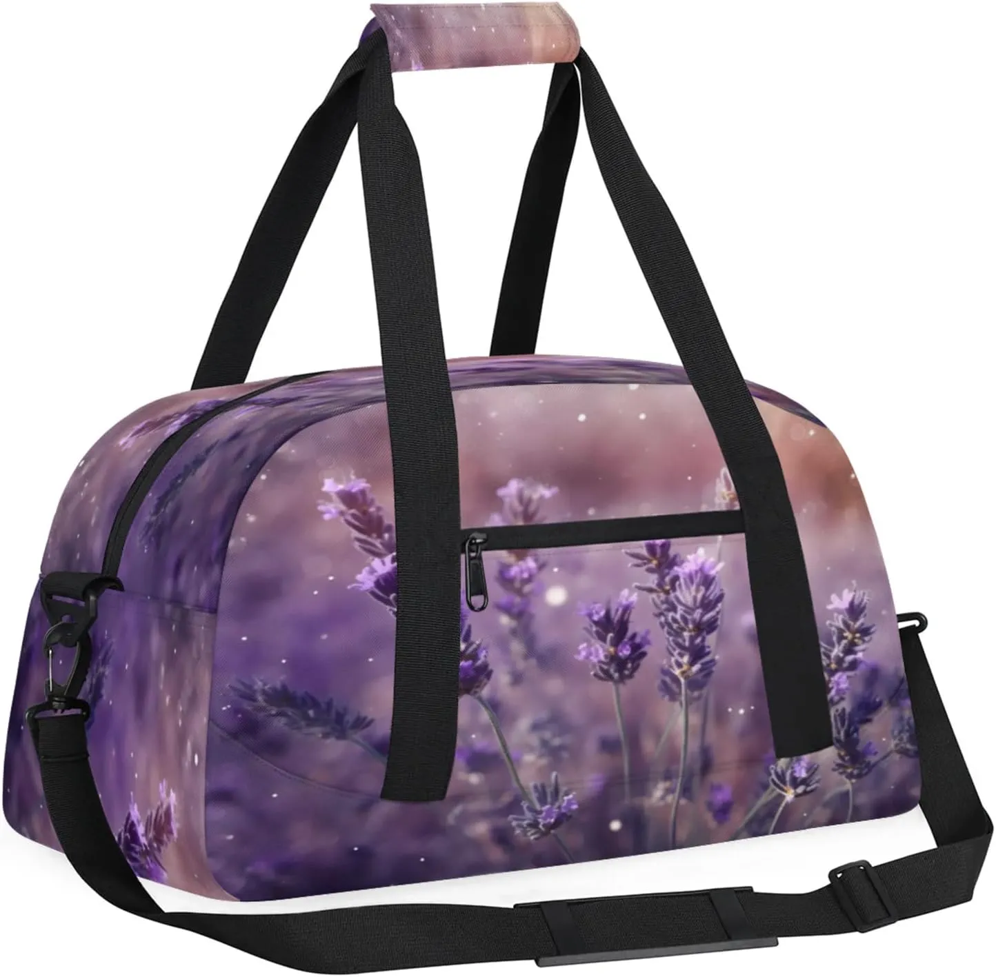 Lavender Flower Small Gym Bag 18 inch Carry On Duffel Bag for Weekender Travel Sports Workout Yoga Gymnastics Dance Ballet