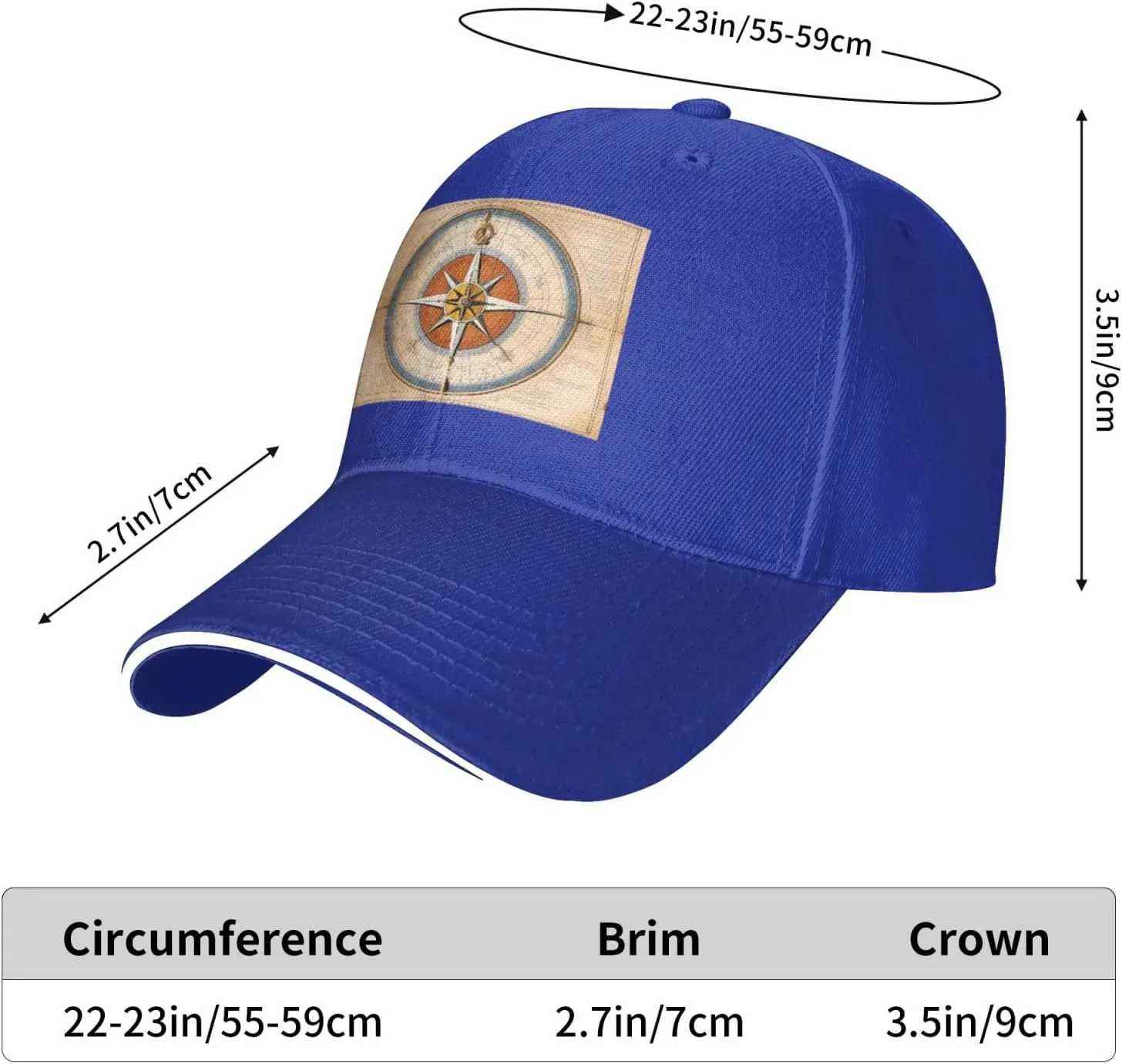Law of The Compass Navigation Pattern Unisex Baseball Cap Black : Breathable, Light