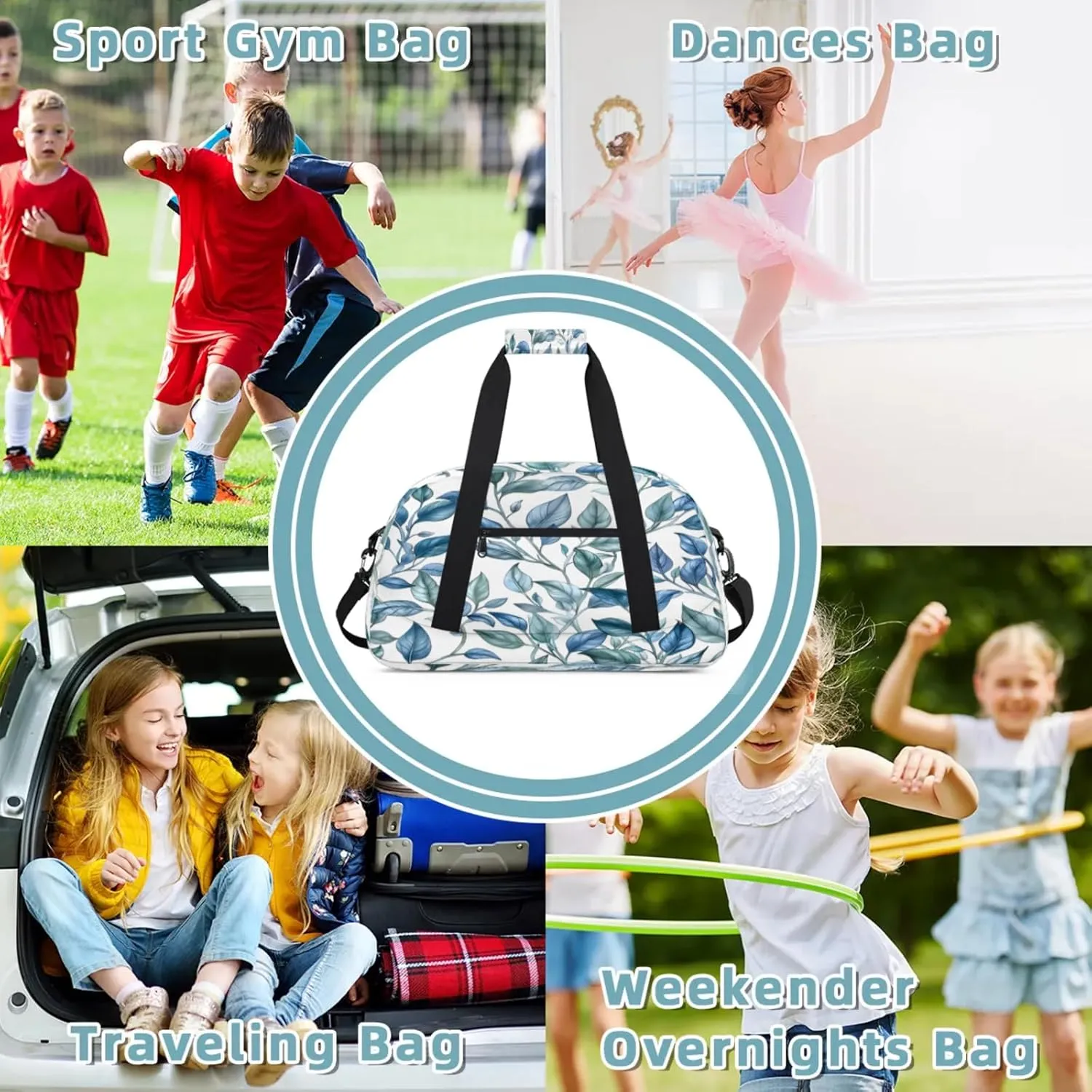 Leaf Small Gym Bag 18 inch Carry On Duffel Bag for Weekender Travel Sports Workout Yoga Gymnastics Dance Ballet