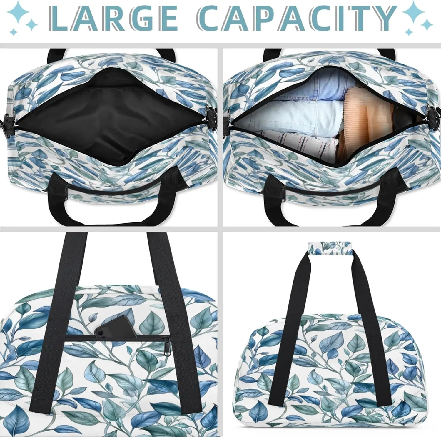 Leaf Small Gym Bag 18 inch Carry On Duffel Bag for Weekender Travel Sports Workout Yoga Gymnastics Dance Ballet