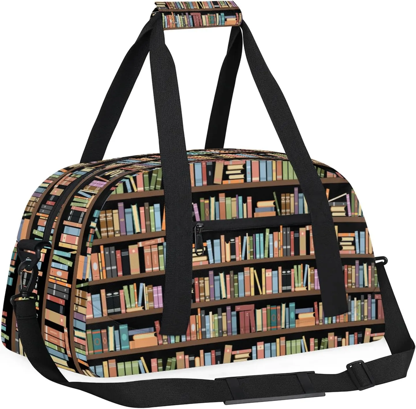 Library Bookshelf 18 inch Small Gym Bag for Women and Men, Lightweight Carry On Weekender Bag Mini Duffel Bag for Travel Sports Workout