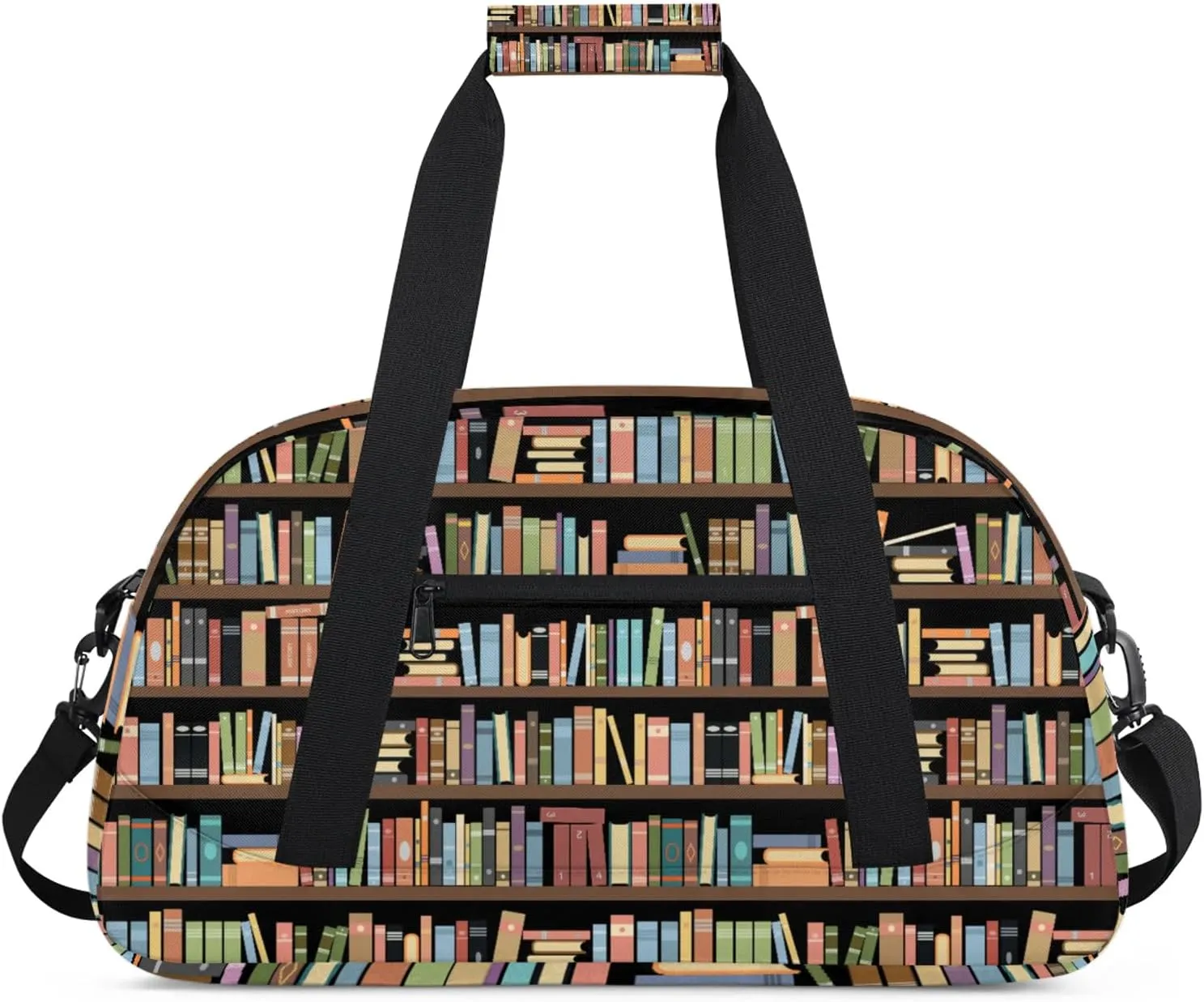 Library Bookshelf 18 inch Small Gym Bag for Women and Men, Lightweight Carry On Weekender Bag Mini Duffel Bag for Travel Sports Workout
