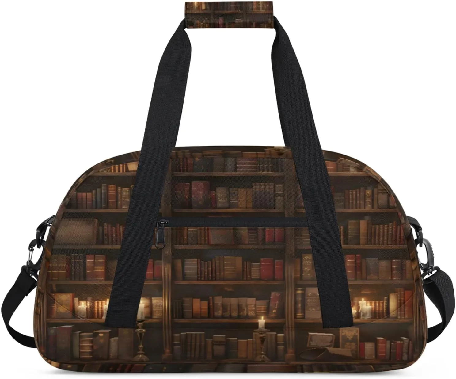 Library Bookshelf Gym Bag for Women Men, Sports Travel Duffel Bag Lightweight Workout Bag Carry On Overnight Weekender Bag