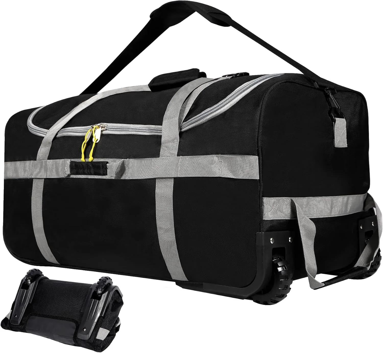 Lineslife Foldable Duffle Bag with Wheels, 120L Large Duffle bags for Travel, 1680D Oxford, Black