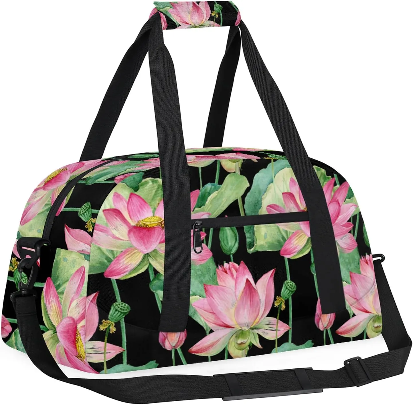 Lotus Flower 18 inch Small Gym Bag for Women and Men, Lightweight Carry On Weekender Bag Mini Duffel Bag for Travel Sports Workout, Floral