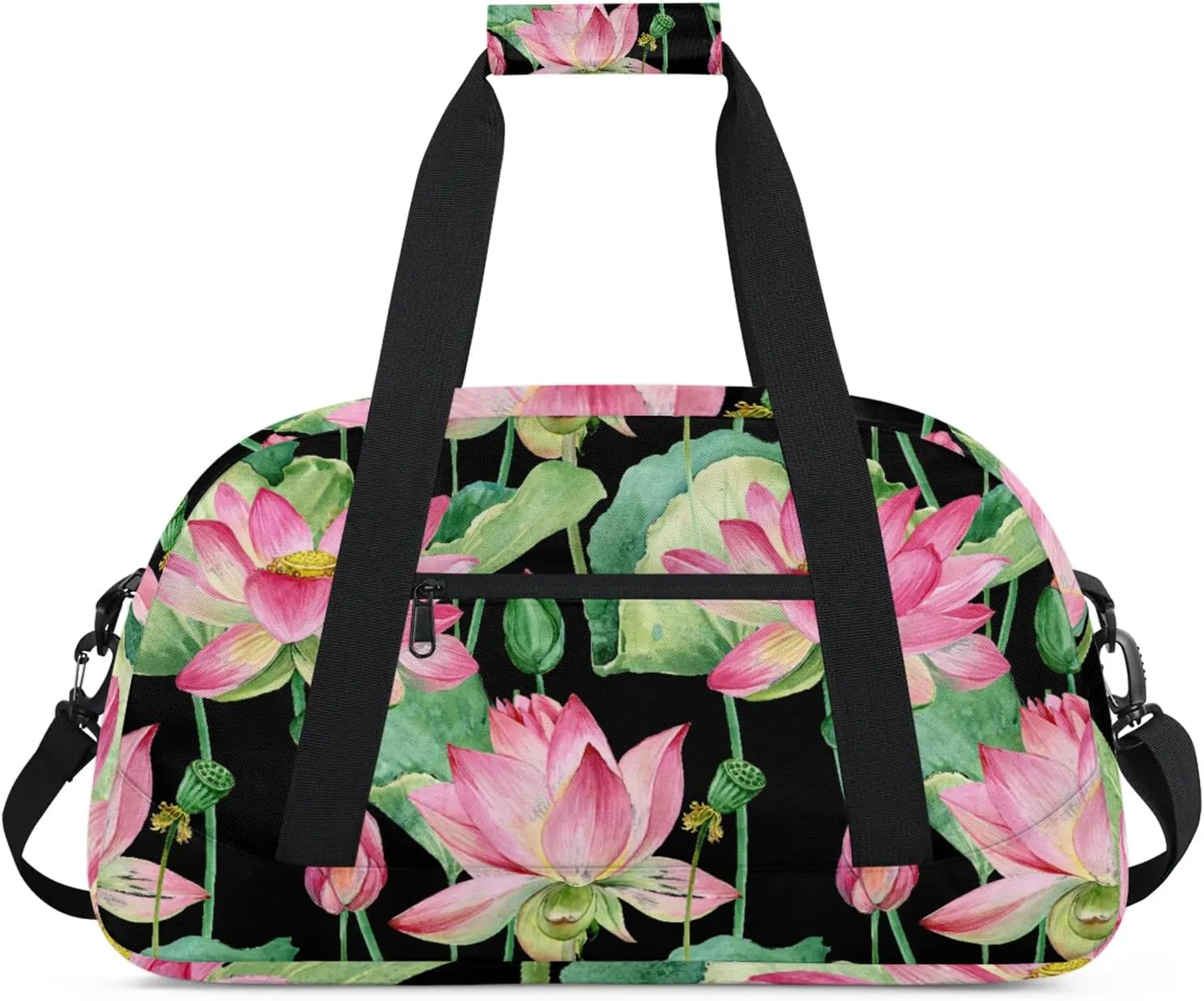 Lotus Flower 18 inch Small Gym Bag for Women and Men, Lightweight Carry On Weekender Bag Mini Duffel Bag for Travel Sports Workout, Floral