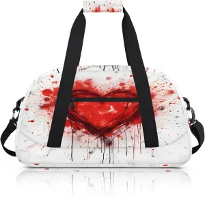 Love Heart Red Small Gym Bag 18 inch Carry On Duffel Bag for Weekender Travel Sports Workout Yoga Gymnastics Dance Ballet