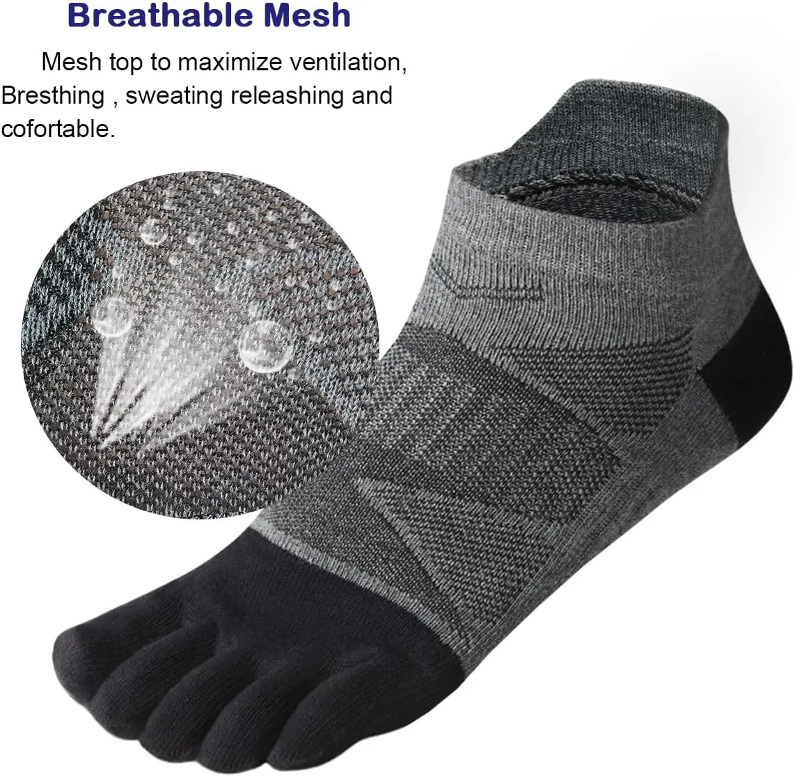 Meaiguo Women's Toe socks No Show Five Finger Socks For Men Running Athletic 3 Pairs