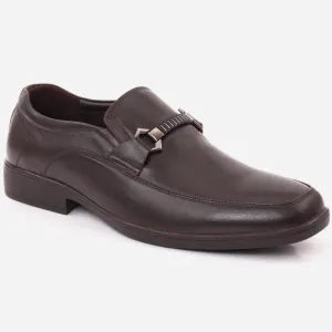 Men "COLIN" Stitched Detail Belted Buckle Moc Toe Formal Shoes