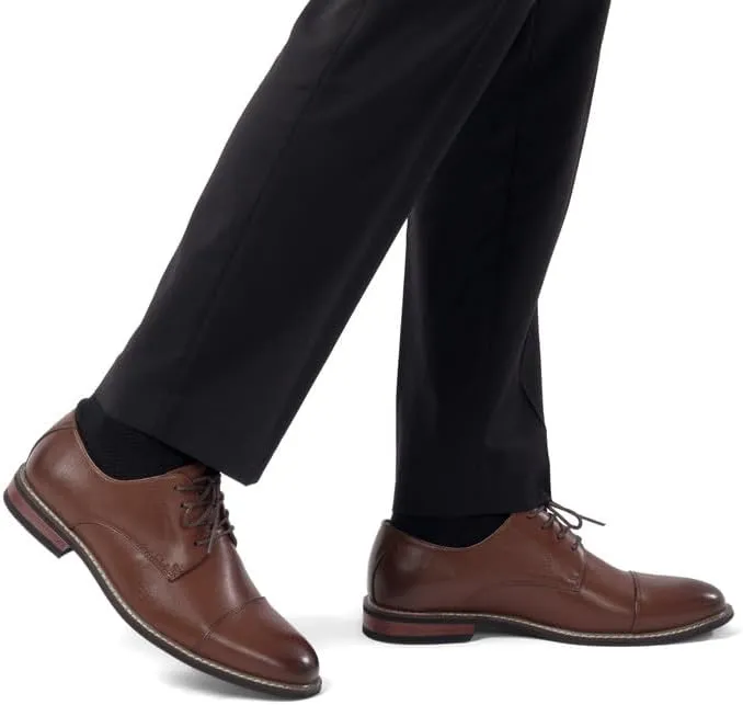 Mens Classic Dress Oxfords, Wingtip Prince Modern Formal Lace Up Shoes, Round Toe, TPR Outsole