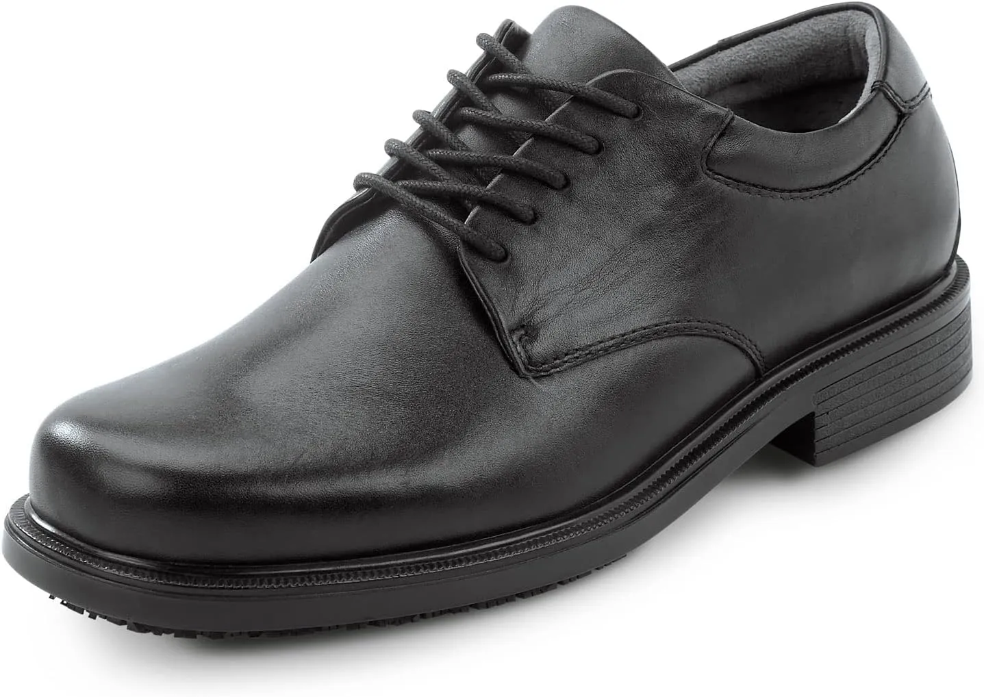 Men's, Huron, Black, Dress Style, MaxTrax Slip Resistant, Soft Toe Work Shoe (9.5 M)