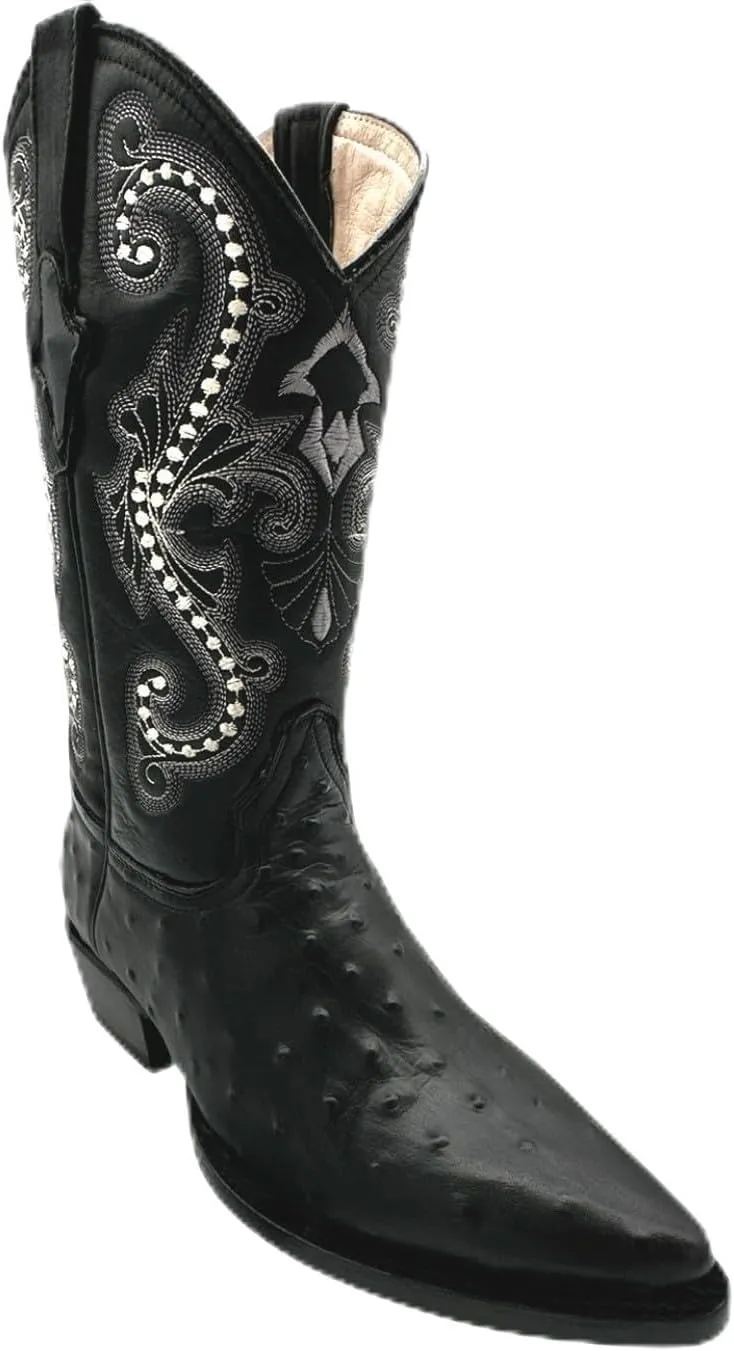 Mens J Toe Ostrich Print Leather Western Cowboy Boot