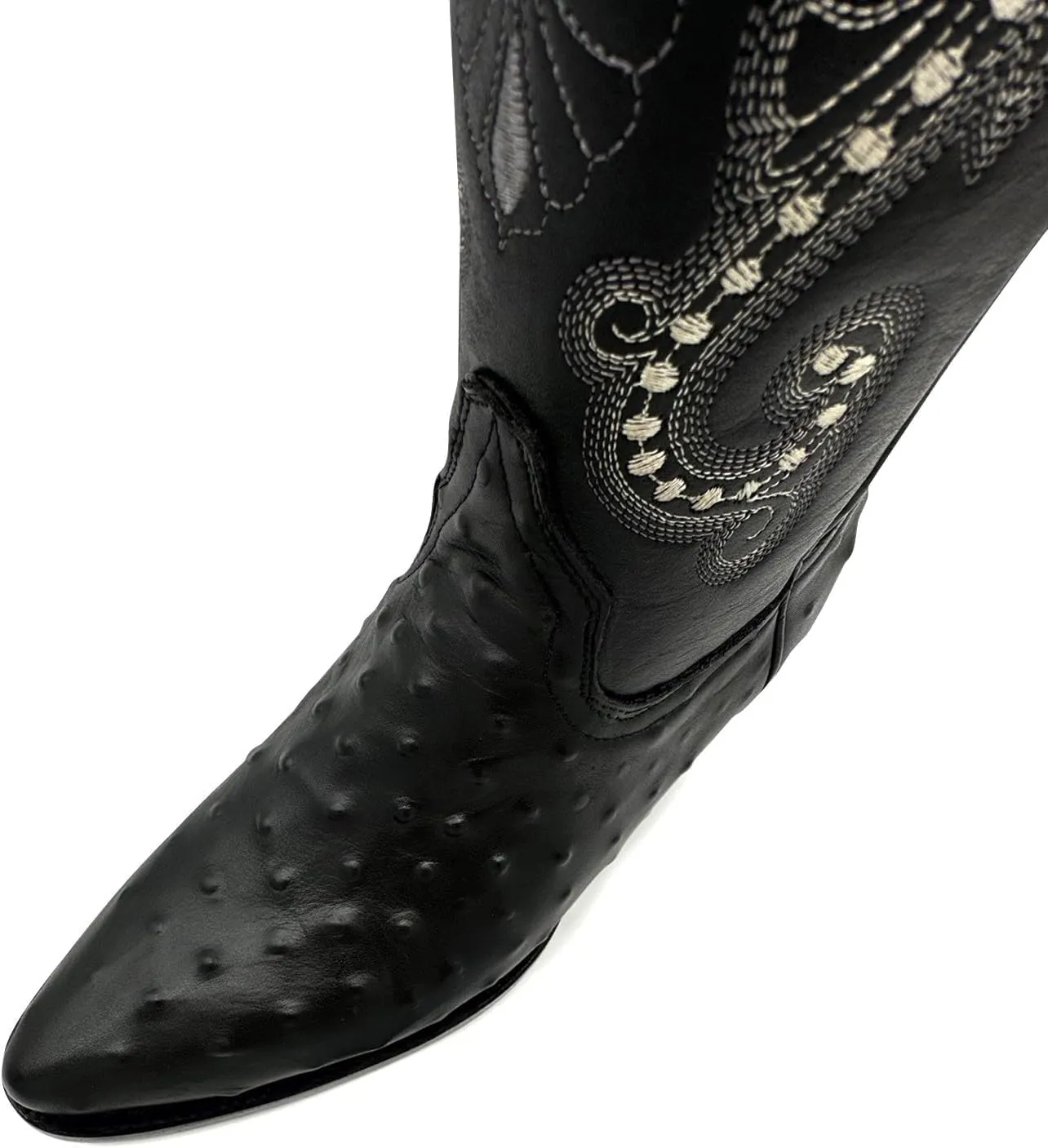 Mens J Toe Ostrich Print Leather Western Cowboy Boot