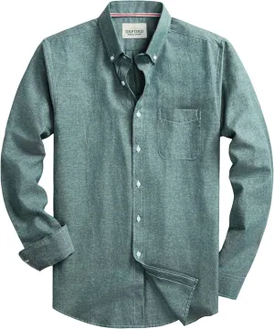 Mens Oxford Shirts Long Sleeve Slim Fit Lightweight Casual Button Down Shirts with Pocket