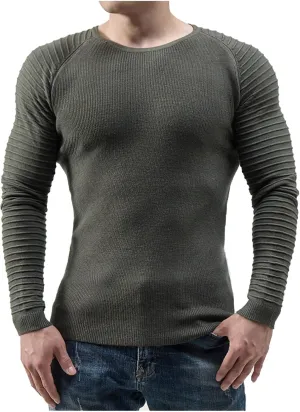 Mens T Shirts Casual Stylish Crew Neck Long Sleeve Muscle Fit Sweater Big and Tall Basic Knitted Solid Work Shirt
