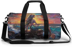 Mermaid Waves Reef Sunset Gym Bag for Men Women Duffle Bags Travel Tote