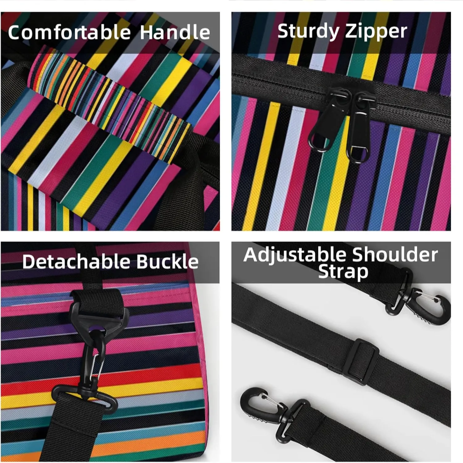 Mexican Stripes Colorful Small Gym Bag 18 inch Carry On Duffel Bag for Weekender Travel Sports Workout Yoga Gymnastics Dance Ballet
