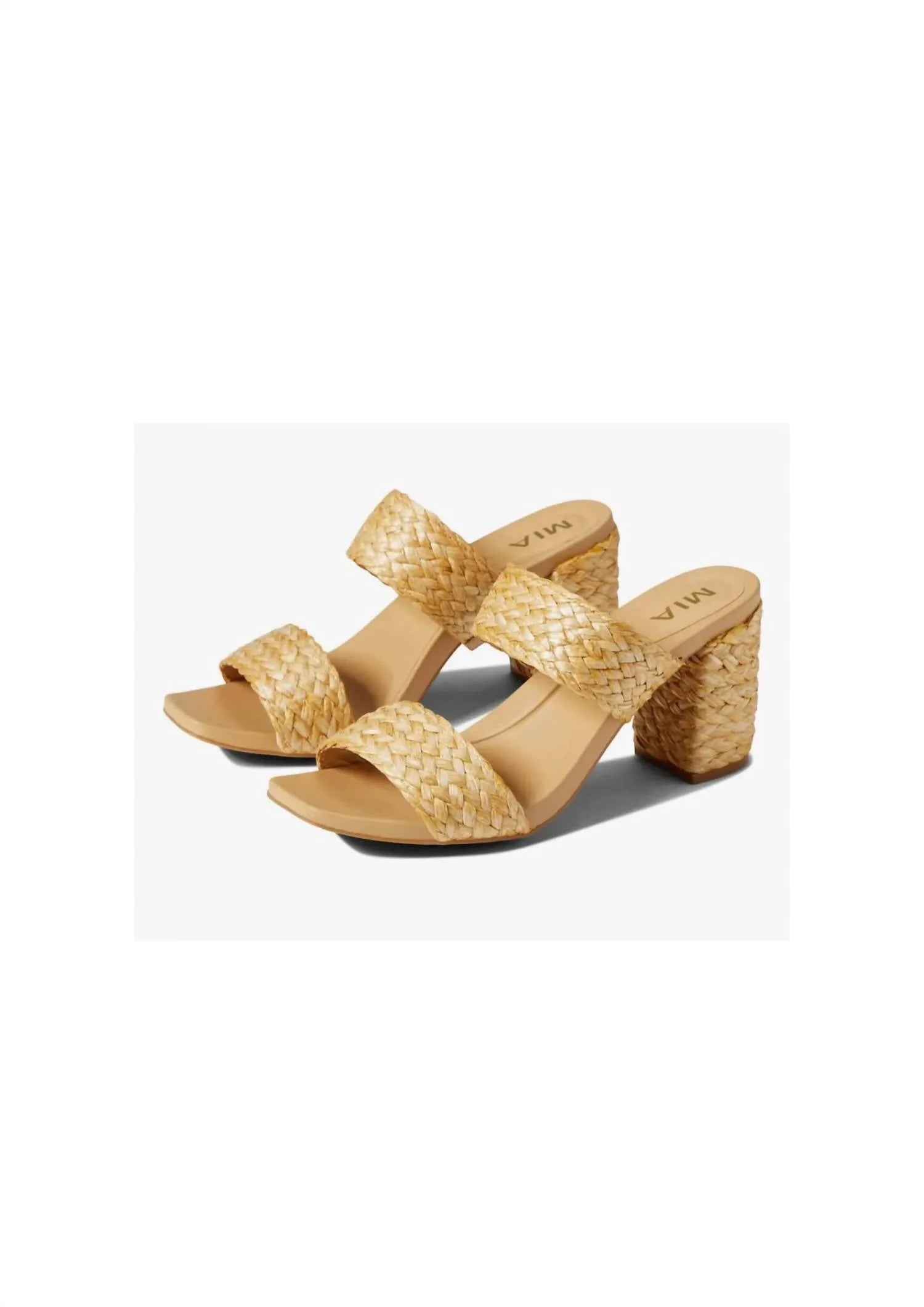 Mia - Women's Wide Strap Straw Heels Sandal