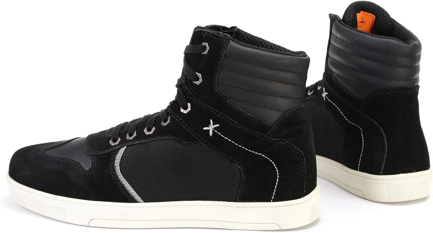 Milwaukee Leather Men's Motorcycle Reinforced Street Biker Casual Riding Shoes Leather Suede Canvas - 10