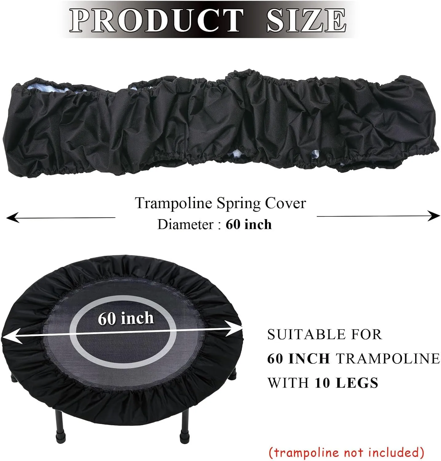 Mini Trampoline Spring Cover,36 38 40 48 60 Inch Round Trampoline Cover Replacement,600D Thickened Oxford Cloth Tear-Resistant, for Small Trampoline Frame, Cover Only