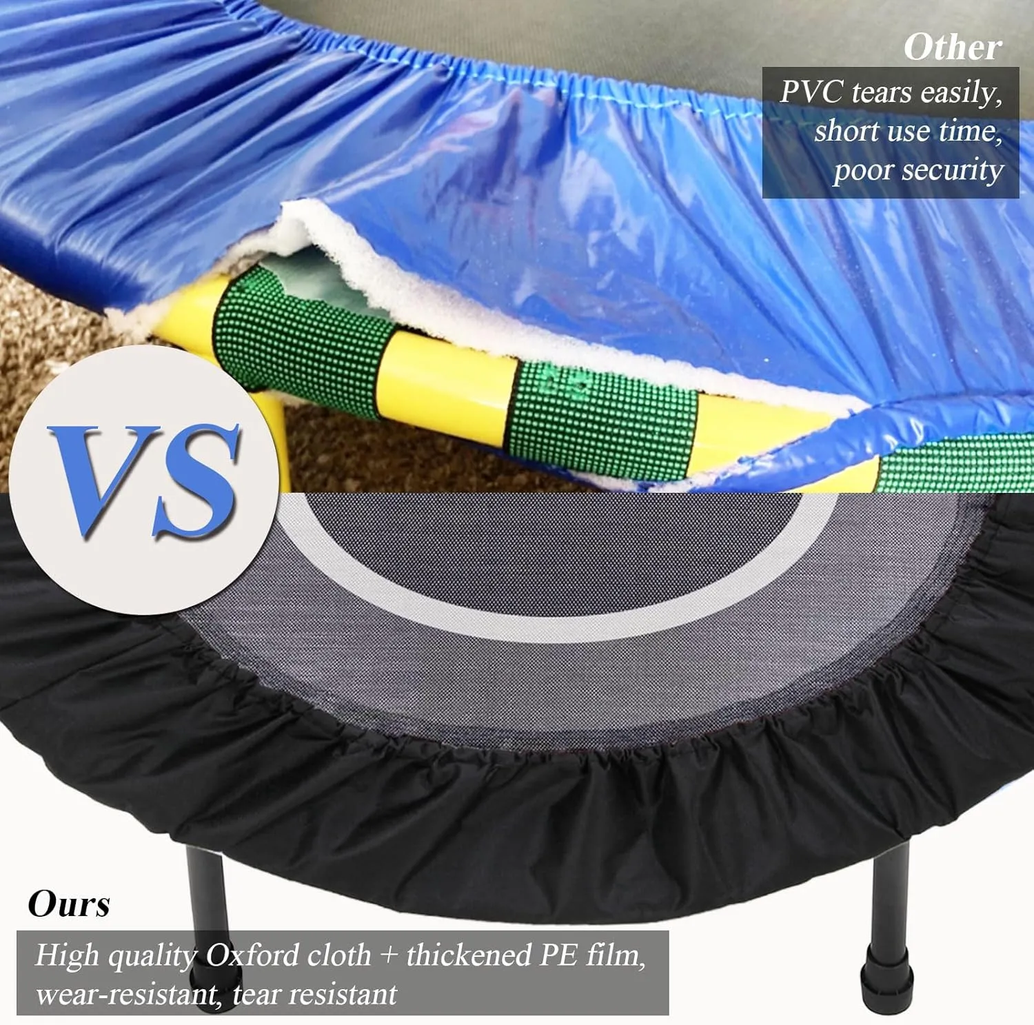 Mini Trampoline Spring Cover,36 38 40 48 60 Inch Round Trampoline Cover Replacement,600D Thickened Oxford Cloth Tear-Resistant, for Small Trampoline Frame, Cover Only