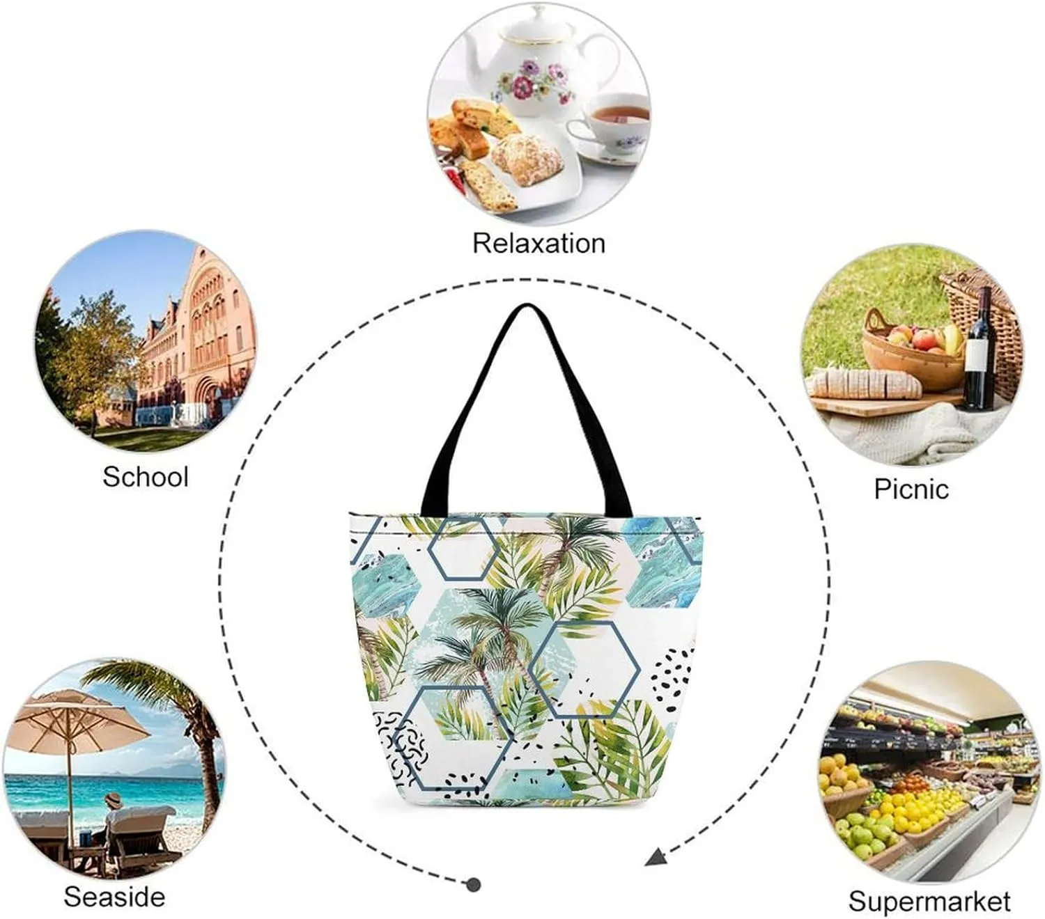 MoBlinko Marble Tote Bag for Women Reusable Handbags Shoulder Bags with Zipper for Yoga Grocery Shopping Gifts