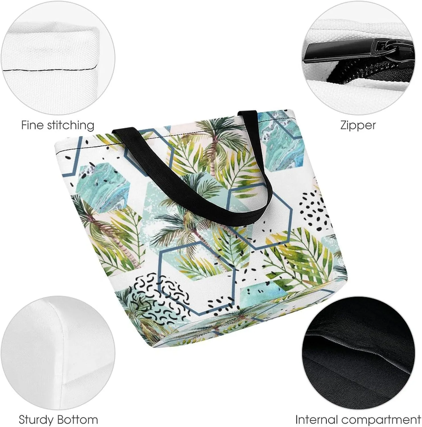 MoBlinko Marble Tote Bag for Women Reusable Handbags Shoulder Bags with Zipper for Yoga Grocery Shopping Gifts