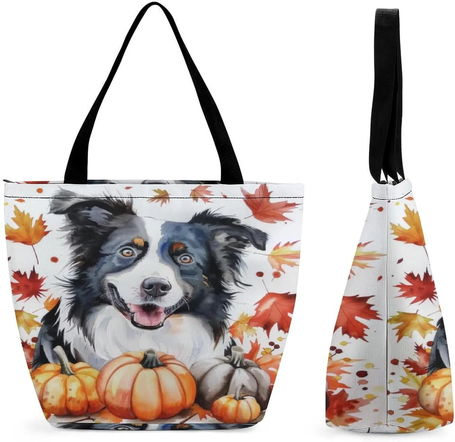 MoBlinko Smile Dog Women Tote Bags Yoga Reusable Grocery Bagsshoulder Bag Handbag with Zipper