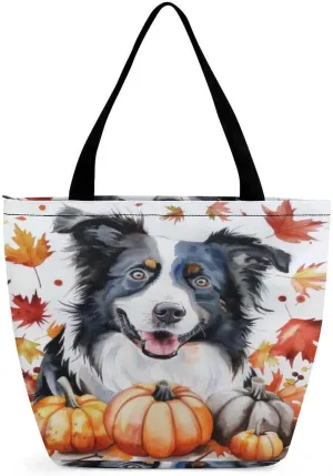 MoBlinko Smile Dog Women Tote Bags Yoga Reusable Grocery Bagsshoulder Bag Handbag with Zipper