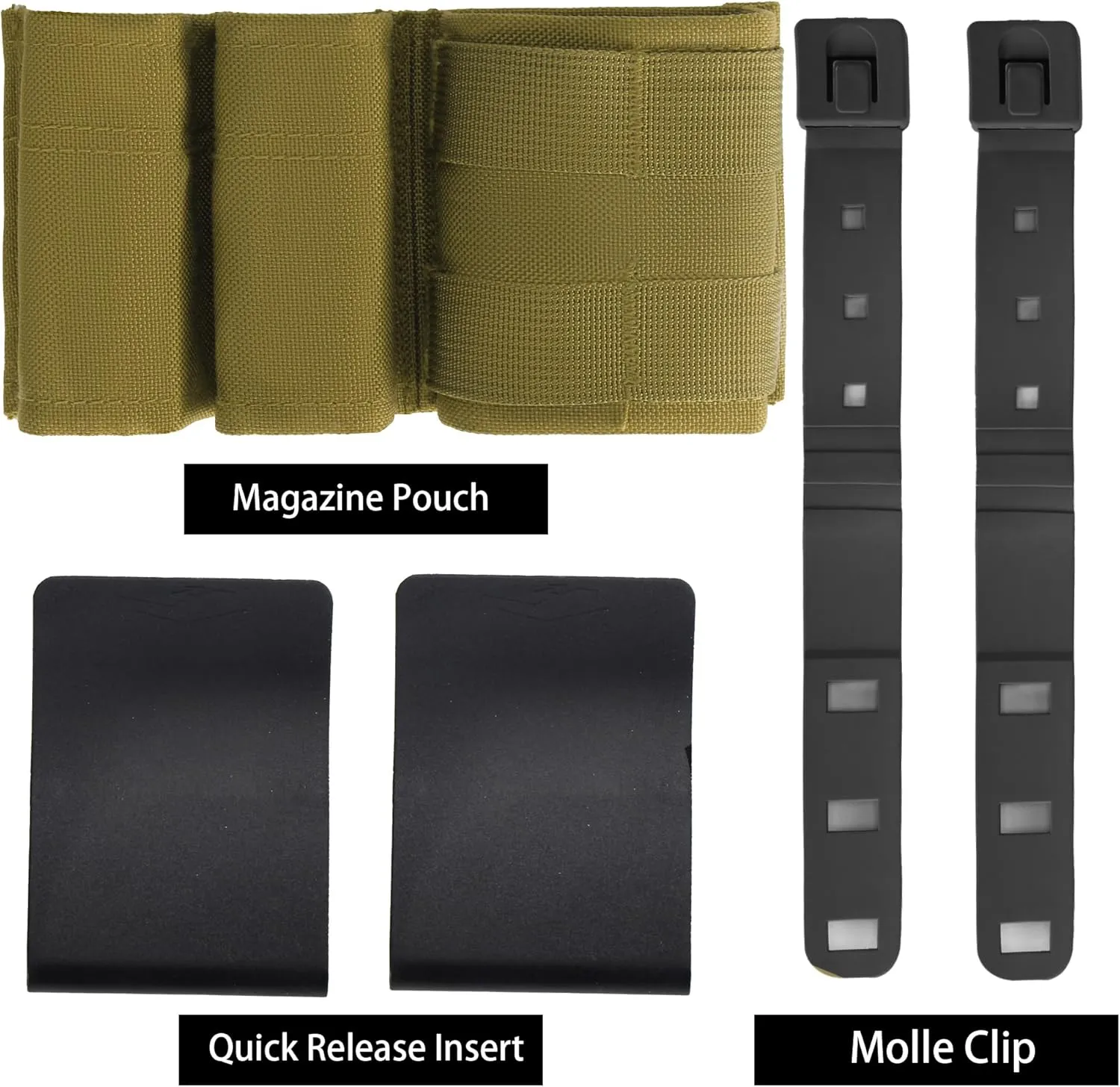 MOLLE-Compatible 5.56 & 9mm Double Magazine Pouch with Quick Release Insert for Tactical Vests, Belts, and Outdoor Shooting Accessories